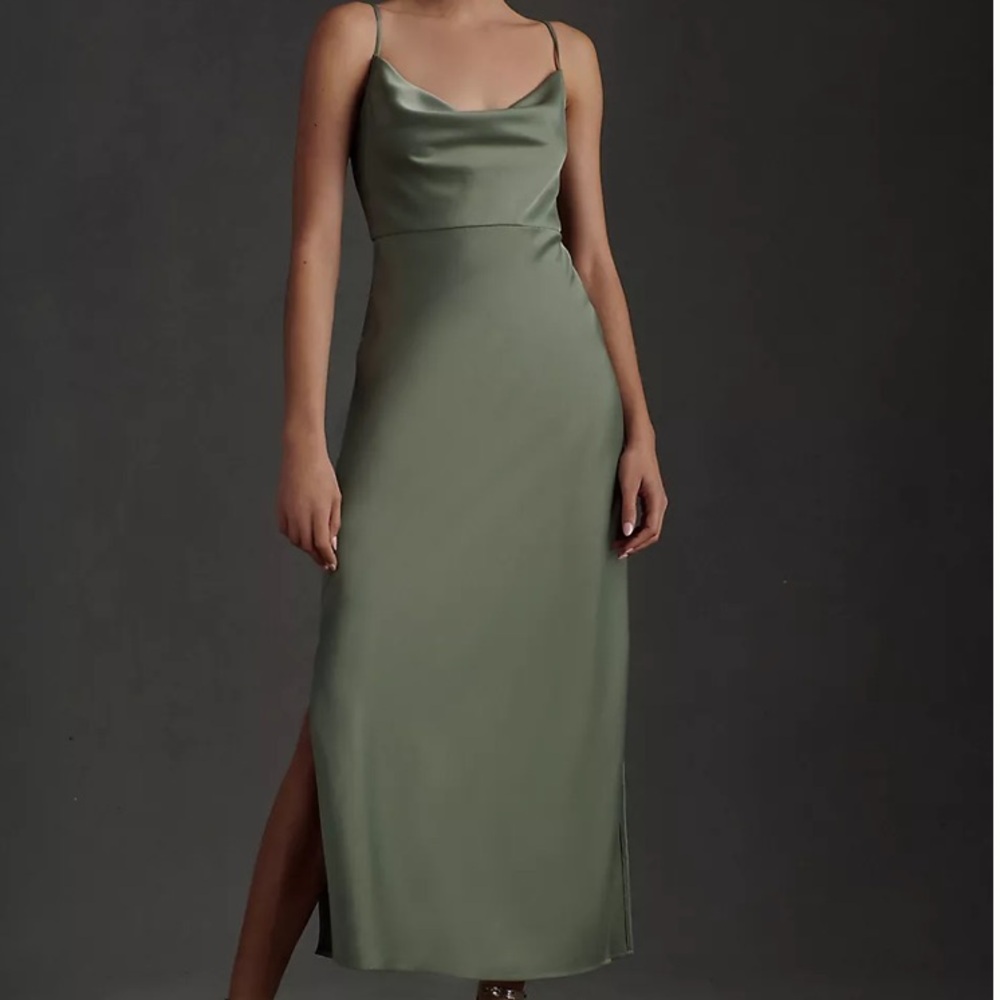 Anthropologie l BHLDN Cali Satin Cowl-Neck Midi Slip Dress